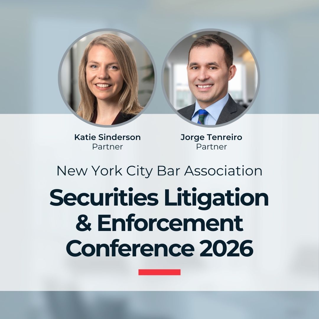 BLB&G Partners Katie Sinderson and Jorge Tenreiro to Speak at New York City Bar Association Securities Litigation & Enforcement Conference 2026